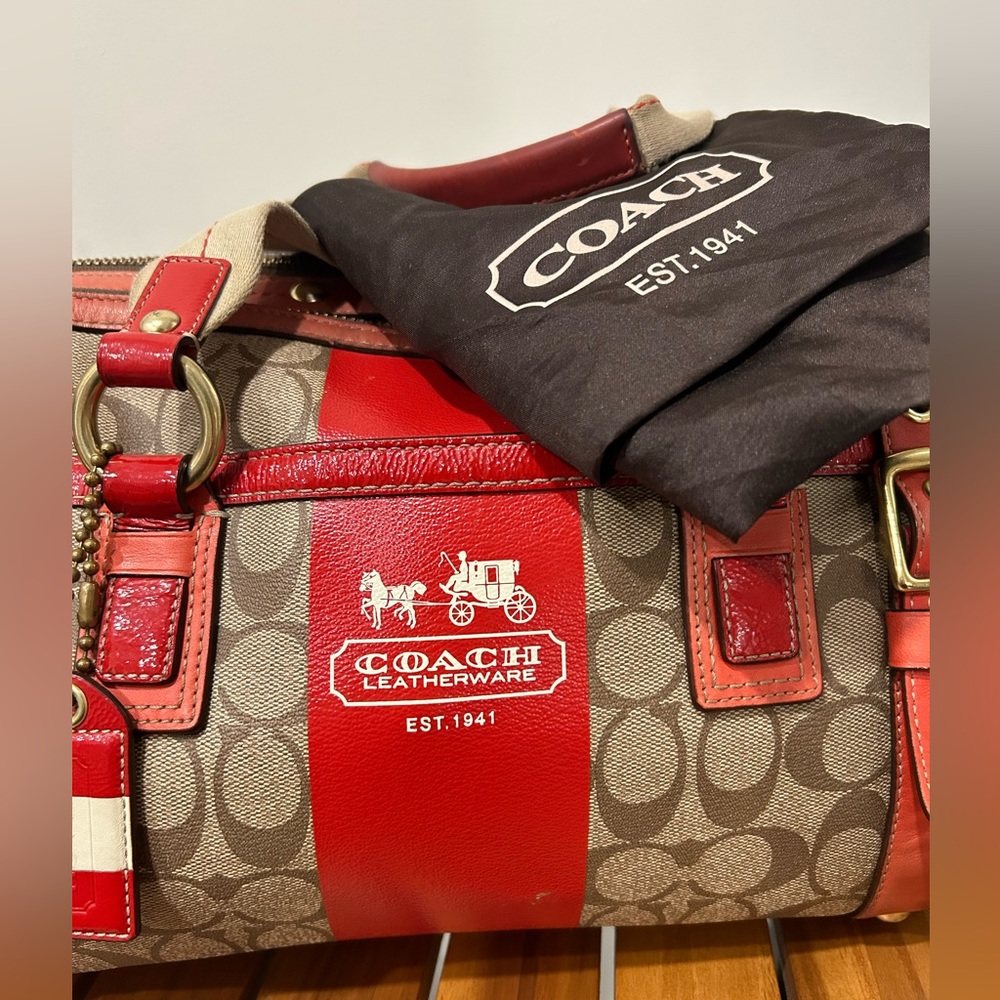 Coach Heritage Stripe XL Zip Satchel K0769-11353 - Picture 12 of 12